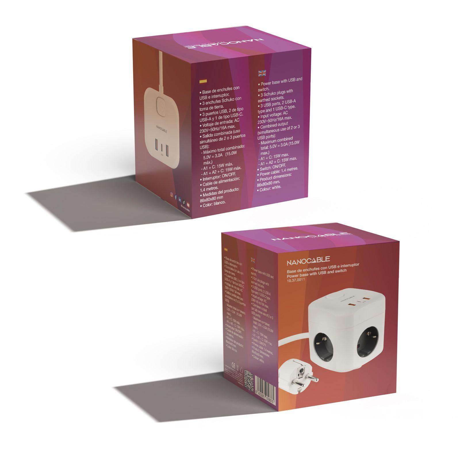 Filtro de Linha NANOCABLE 10.37.0011 (1,4 m - Tipo C - Tipo F - Branco), miniatura 4
