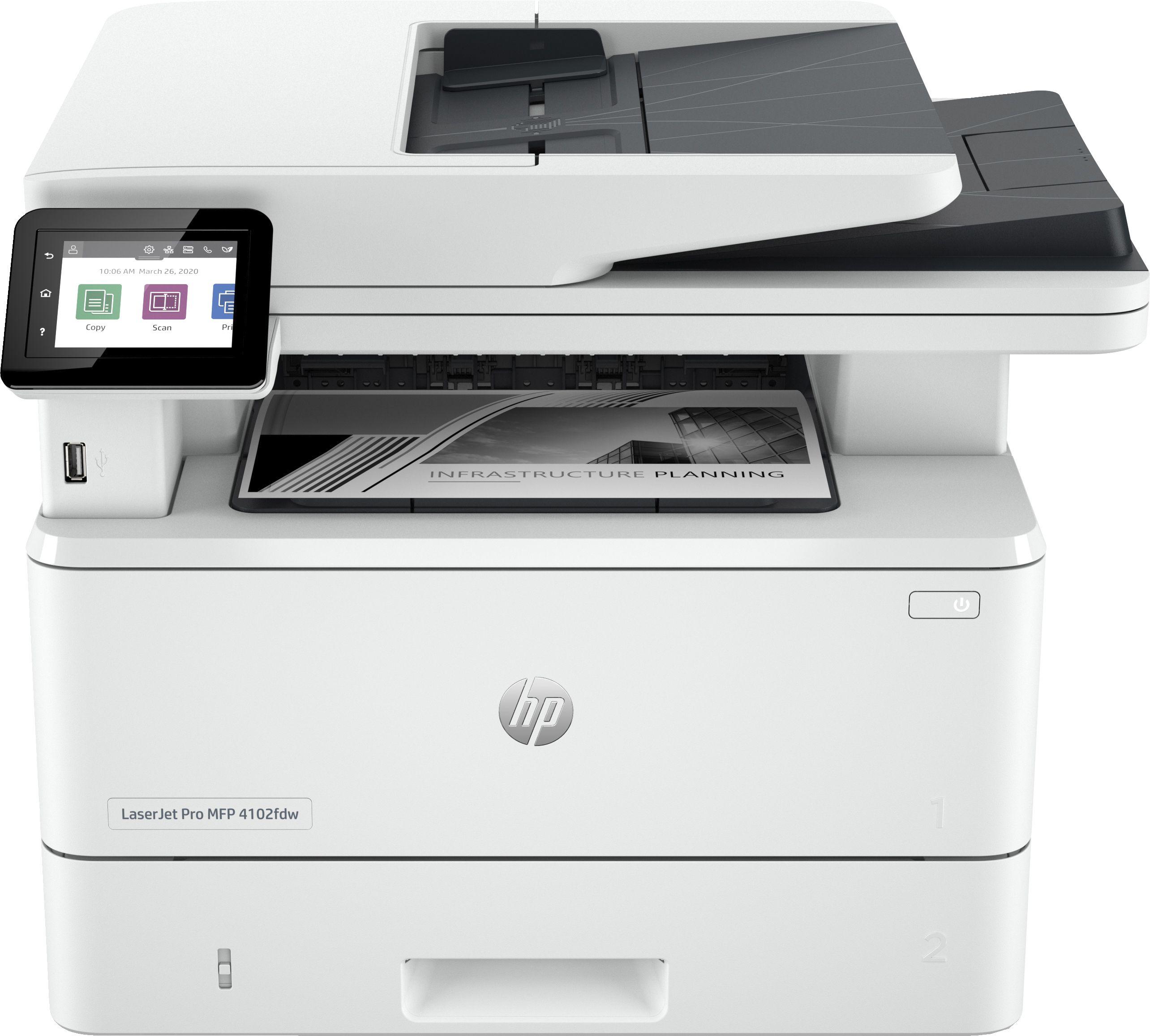 Impressora Multifuncional Laser Monocromática HP LaserJet Pro MFP 4102fdw (A4 - Impressão a preto e branco - 350 folhas - Branco)