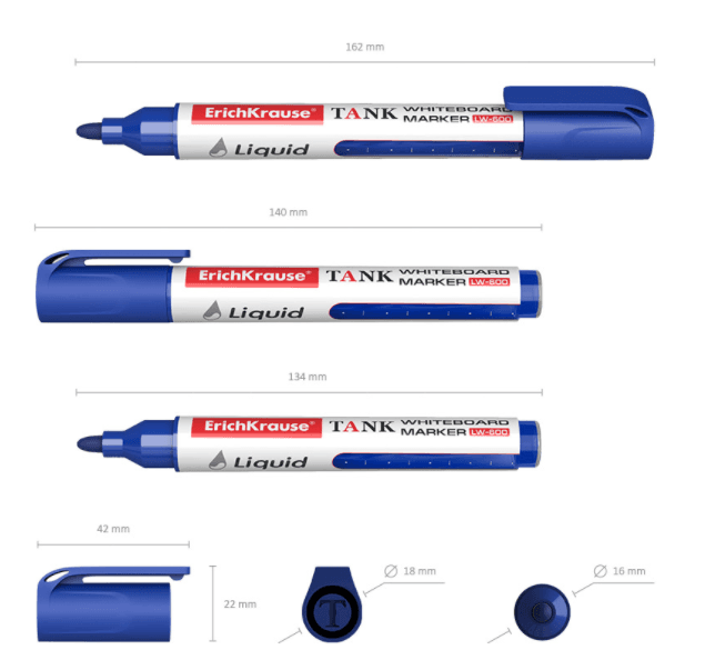 Marcador para Quadro Branco ERICHKRAUSE Liquid LW-600 (Plástico - 16 mm - Azul) — miniatura 2
