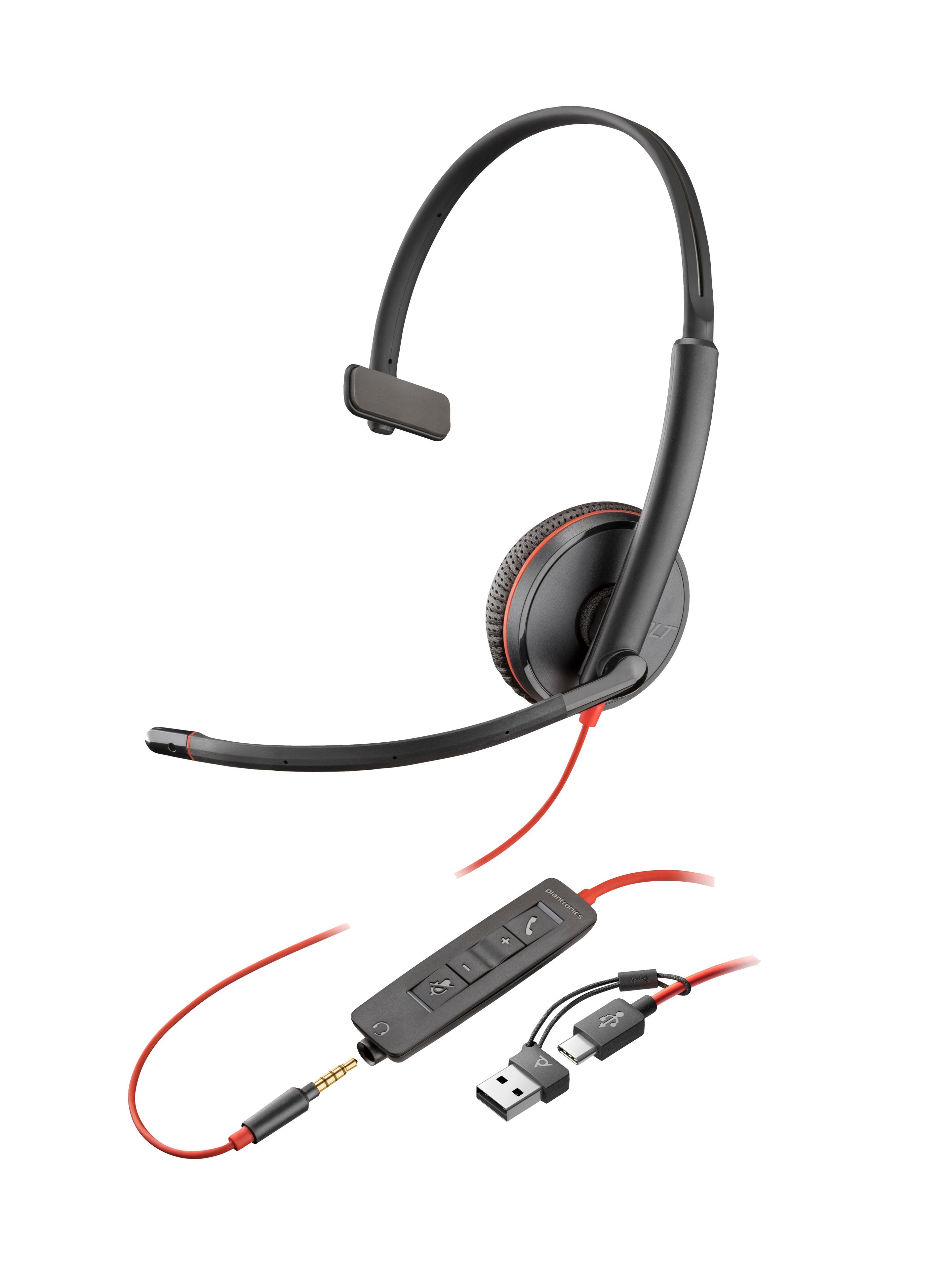 Headset HP POLY Blackwire 3215 (Binaural - Com fios - On Ear - Preto)