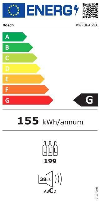 Cave de Vinho Independente BOSCH KWK36ABGA (199 garrafas - 370 l - Altura 186 cm - Preto) — miniatura 2