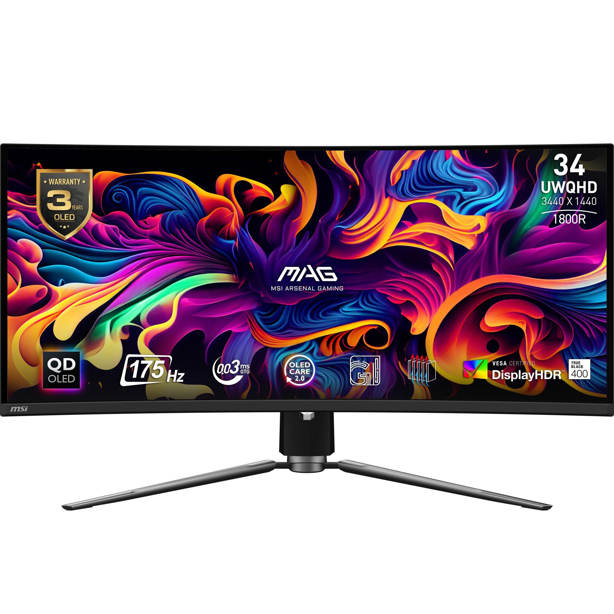 Monitor MSI MAG 341CQPDE QD-OLED (34" - OLED - 175 Hz - Preto)