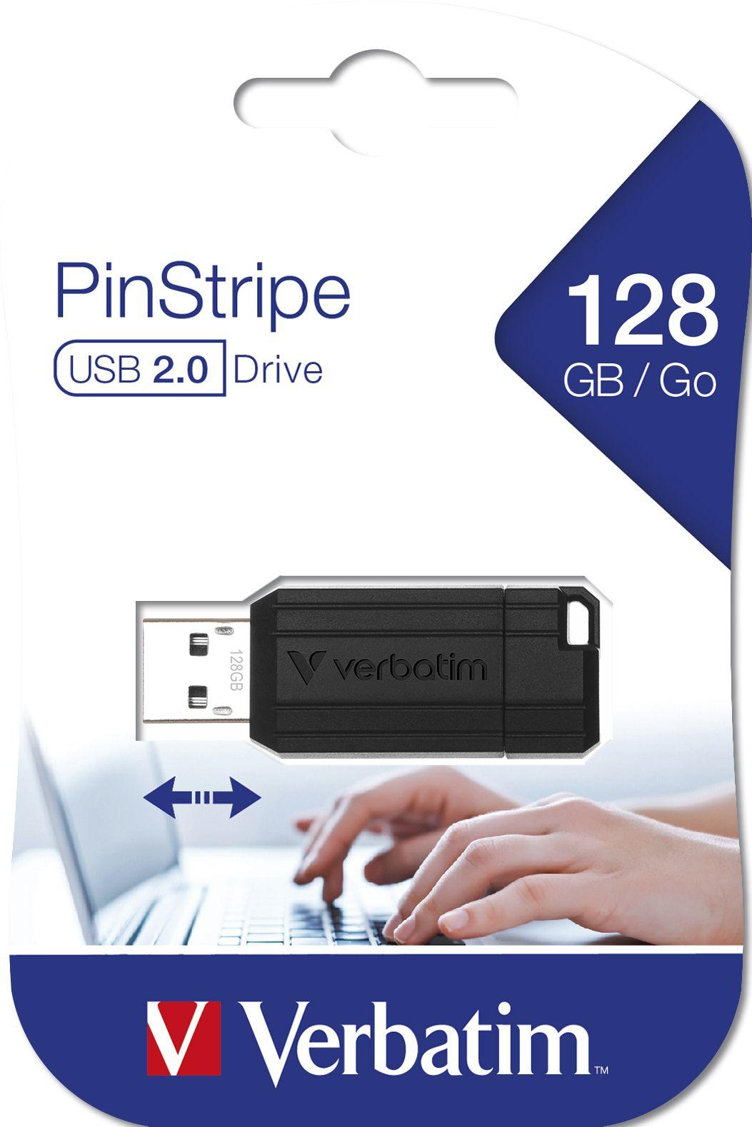 Pen USB VERBATIM PinStripe 128GB (USB-A - USB Type-A - Com tampa - Preto), miniatura 3