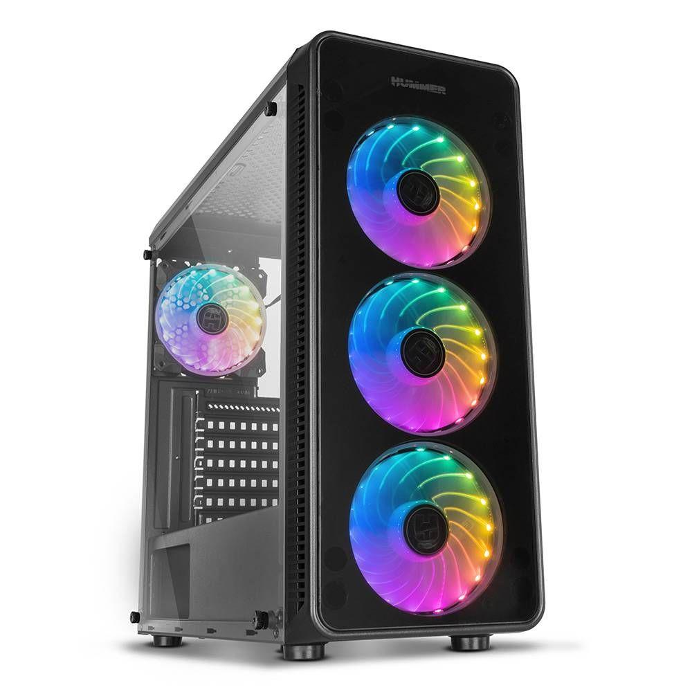 Caixa ATX NOX Hummer TGM (ATX, micro-ATX, mini-ITX - Midi Tower - SPCC, vidro temperado - Preto) — miniatura 2