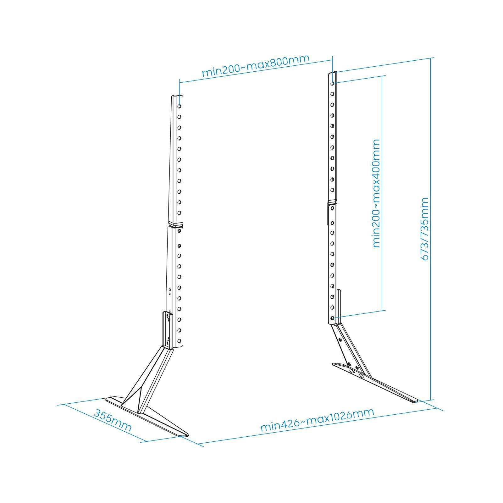 Suporte de Mesa TV TOOQ DB2375F-B (800 x 400 mm - 200 x 200 mm - 190,5 cm - Preto), miniatura 2