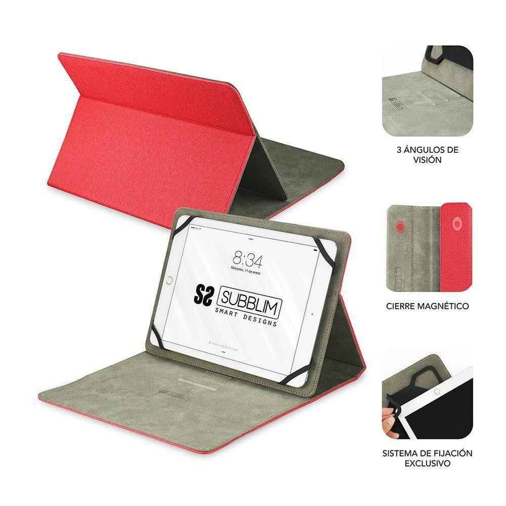 Capa Fólio SUBBLIM Clever Stand (Qualquer marca - Poliuretano - Vermelho) — miniatura 4