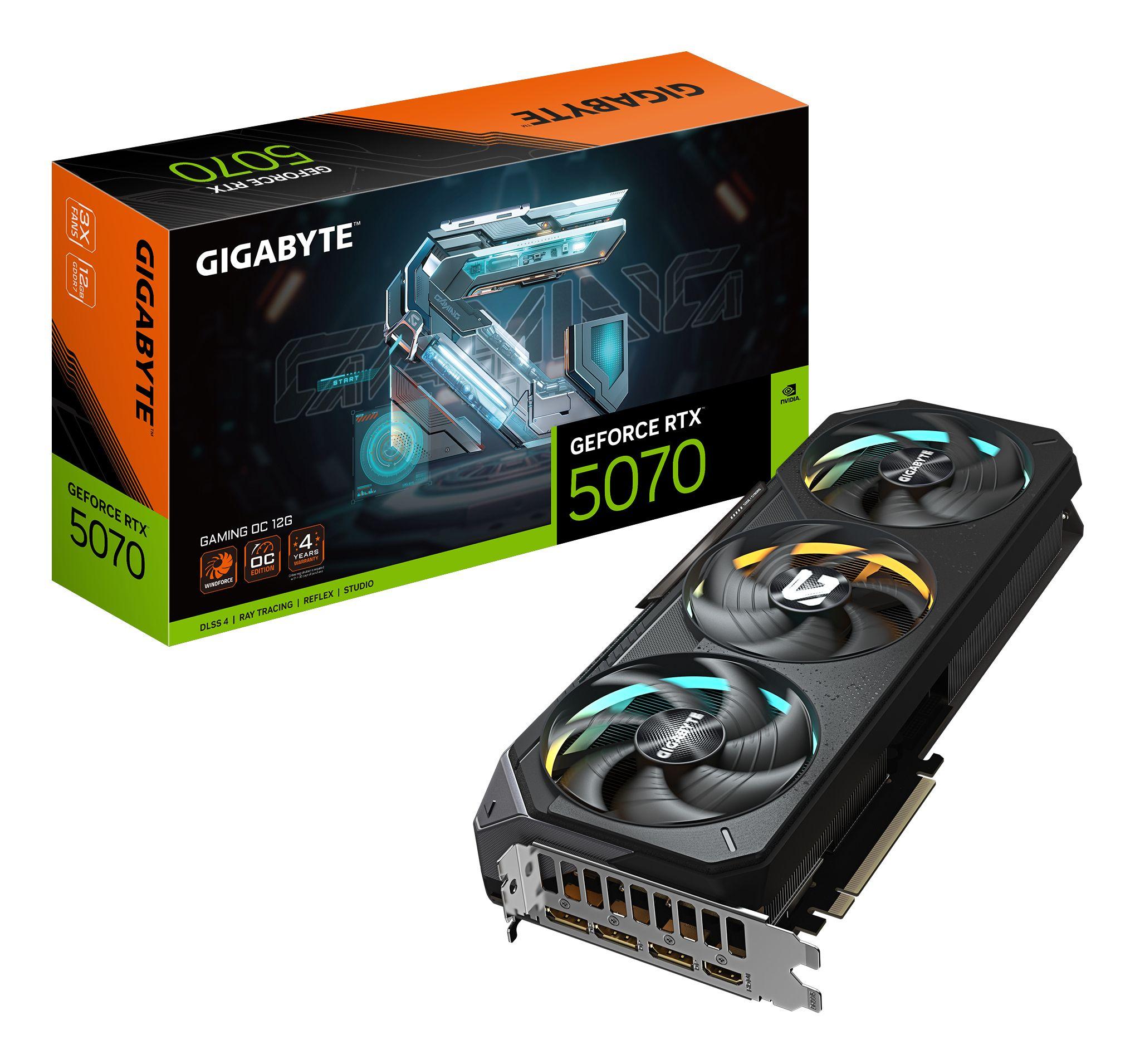 Placa Gráfica GIGABYTE GeForce RTX 5070 GAMING OC 12G (GeForce RTX 5070 - 28000 MHz - 12 GB - Preto)