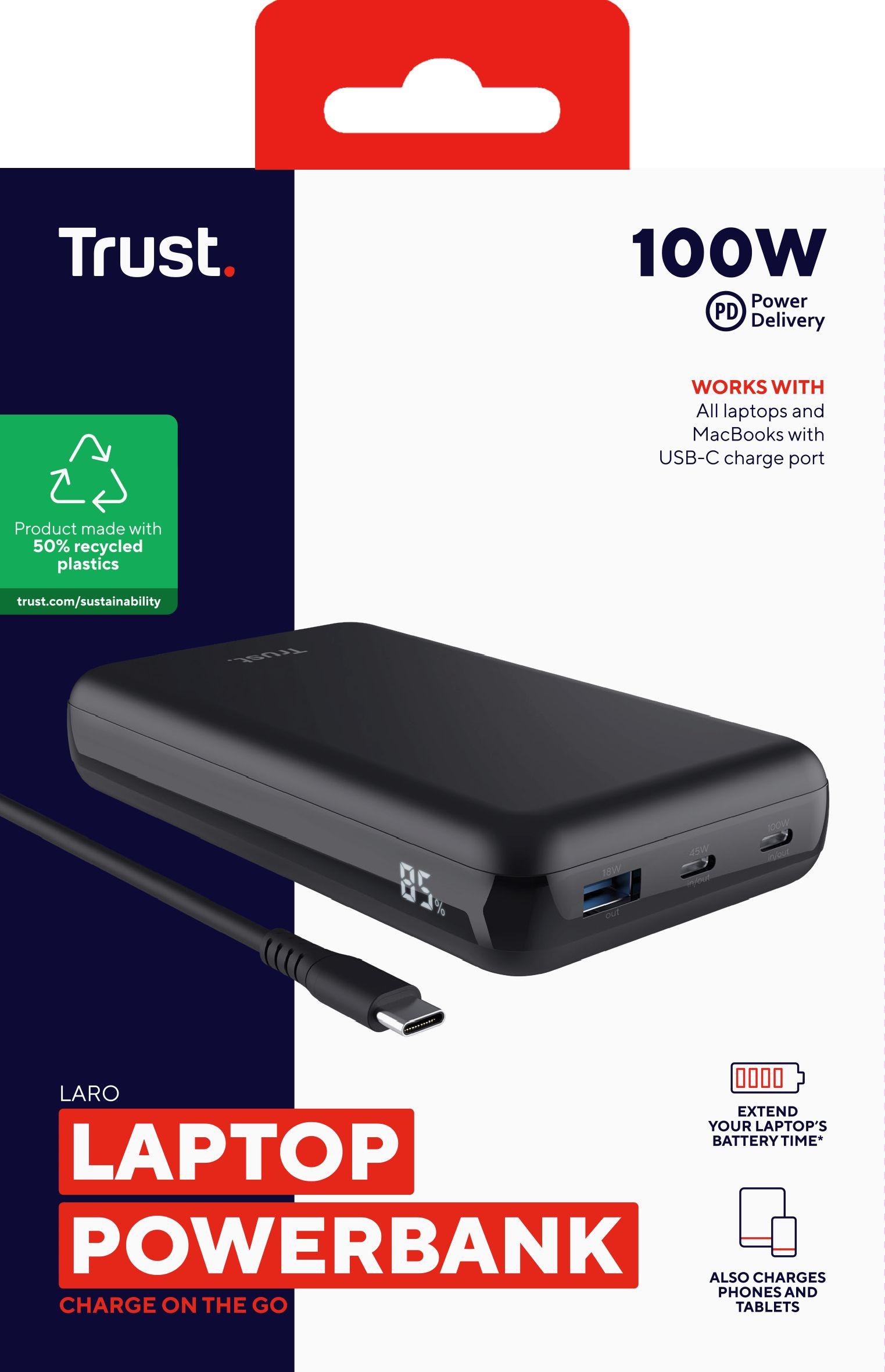 Bateria Externa TRUST Laro (USB-C - USB - USB Type-C - Preto) — miniatura 8