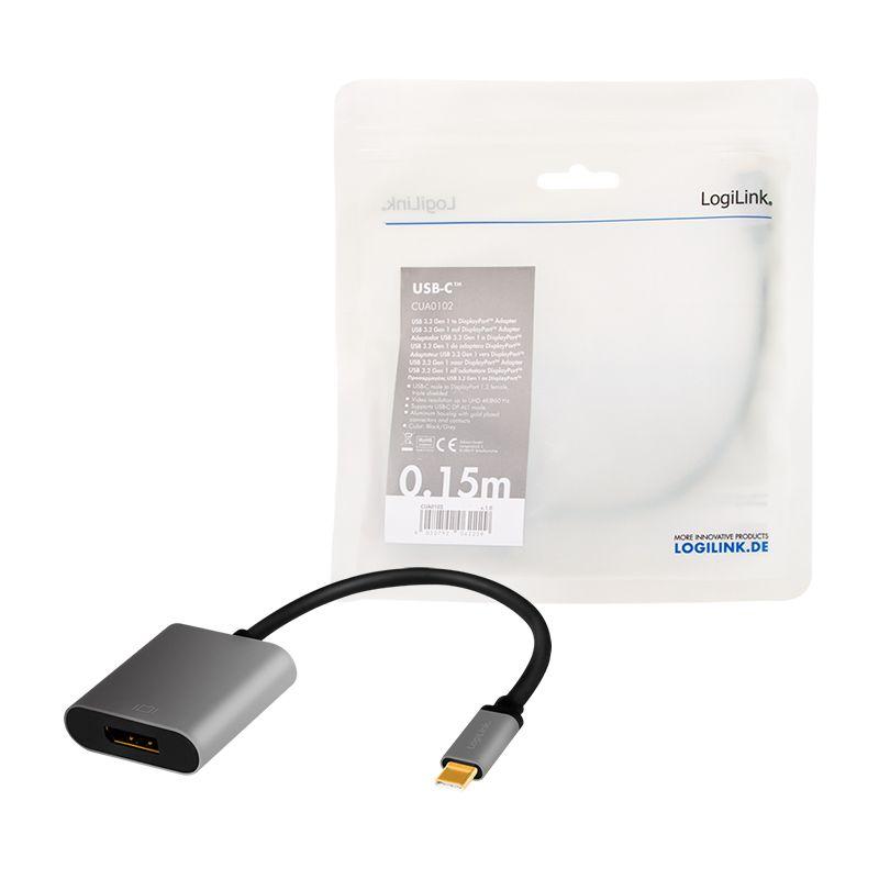 Adaptador USB-C para DisplayPort LOGILINK CUA0102 (0,15 m - USB 3.2 Gen 1 Type-C - DisplayPort - Preto), miniatura 4