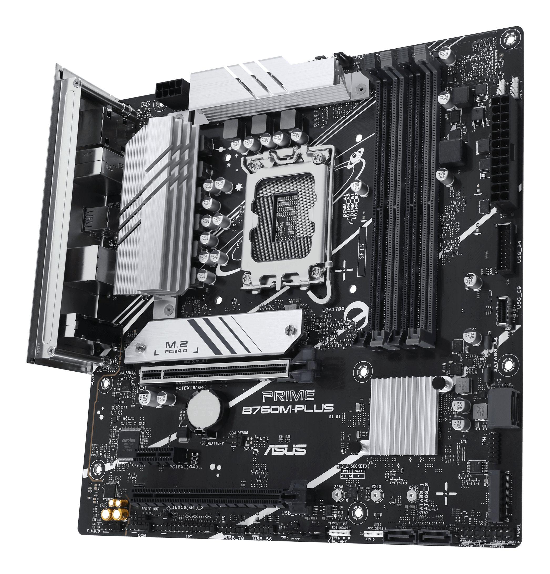 Motherboard ASUS Prime B760M-PLUS (LGA 1700 - Micro ATX - Duplo canal - Transparente), miniatura 4