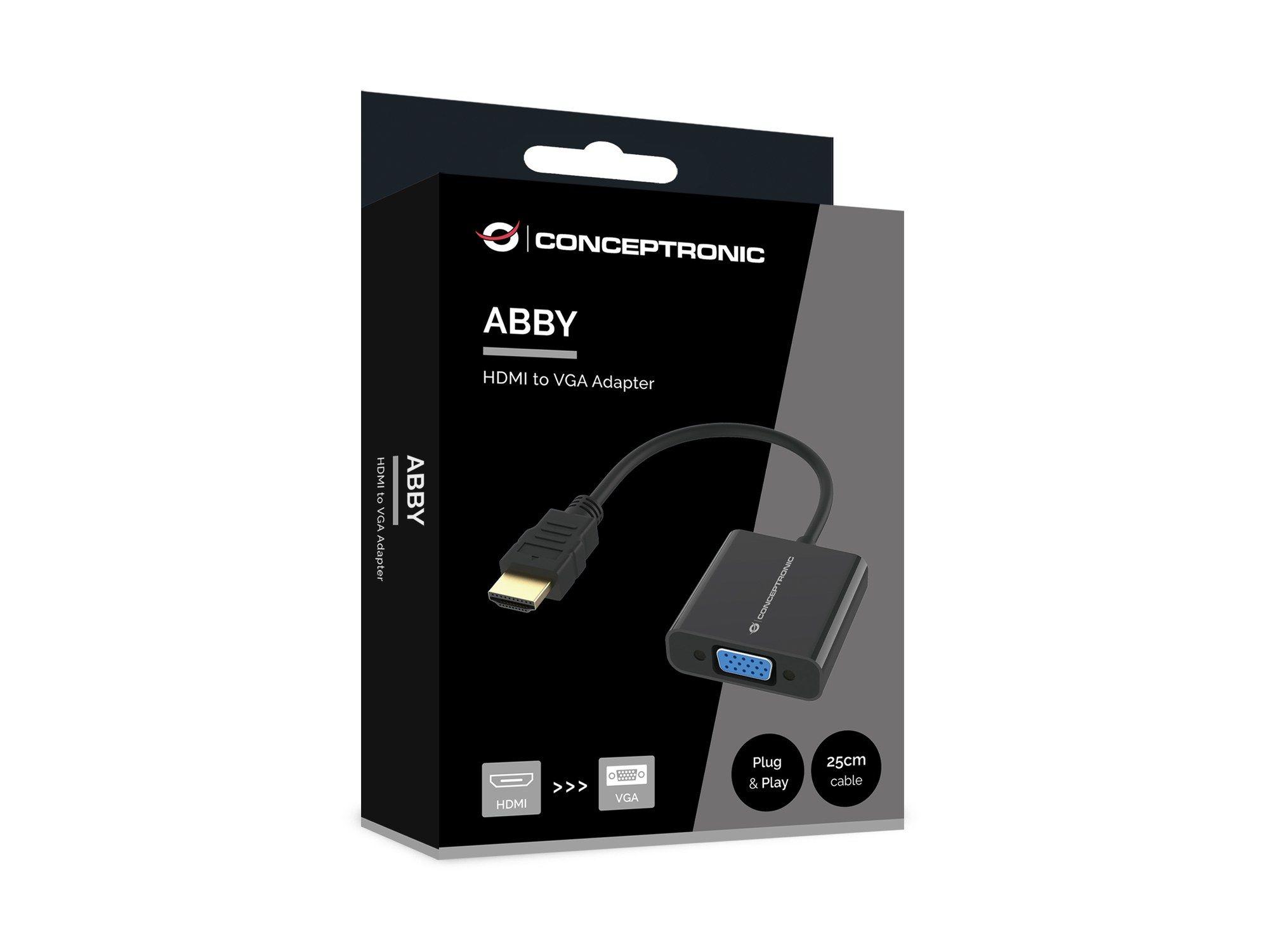 Adaptador de Vídeo HDMI para VGA CONCEPTRONIC ABBY20B (0,25 m - 60 Hz - HDMI Type A - Preto), miniatura 4