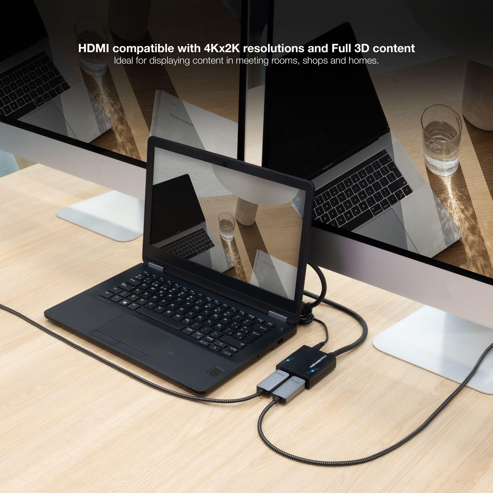 Splitter HDMI NANOCABLE 10.25.3502 (0,5 m - 120 Hz - Preto) — miniatura 5