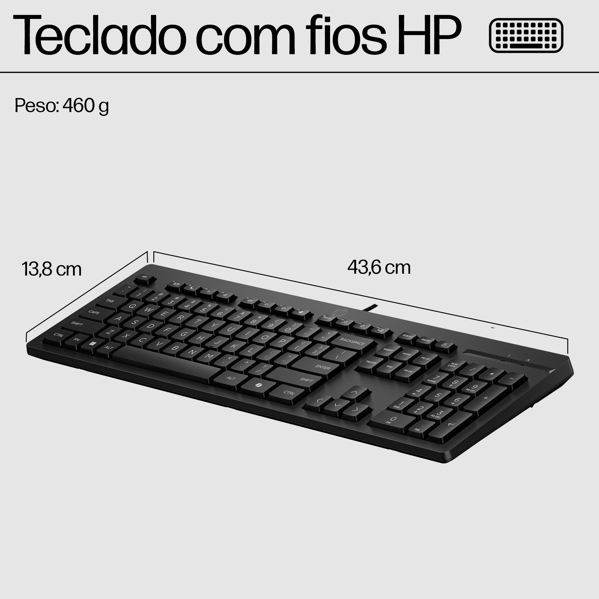 Teclado HP 125 G2 (Plunger key switch - Tamanho completo - USB - Preto) — miniatura 4
