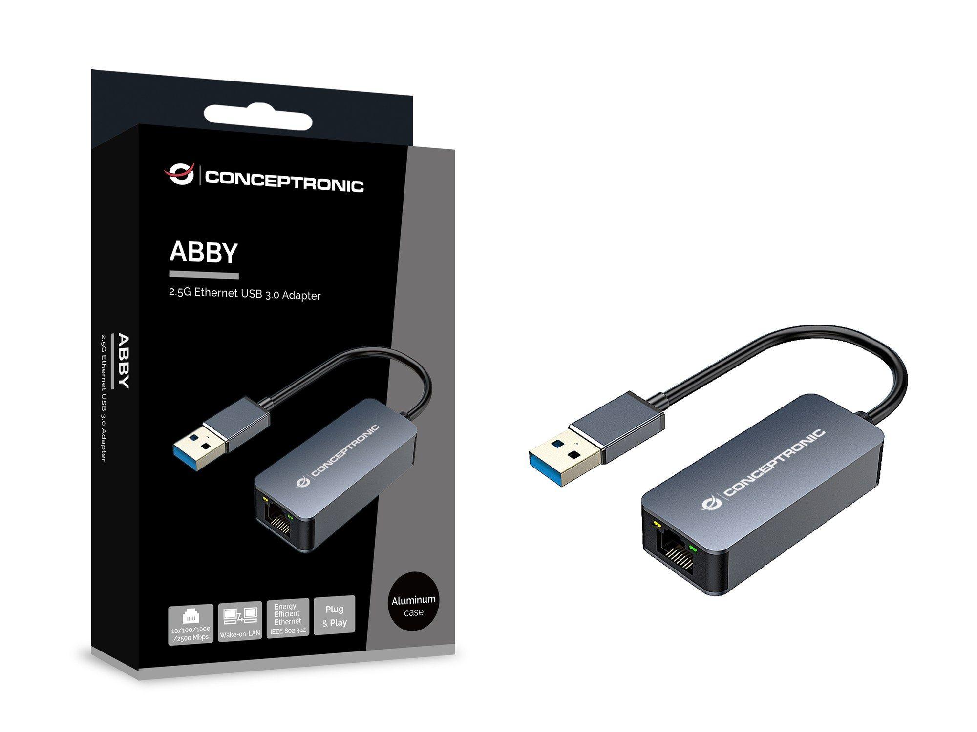 Adaptador de Rede USB CONCEPTRONIC ABBY12G (Ethernet - USB - 2500 Mbit/s - Cinzento), miniatura 2