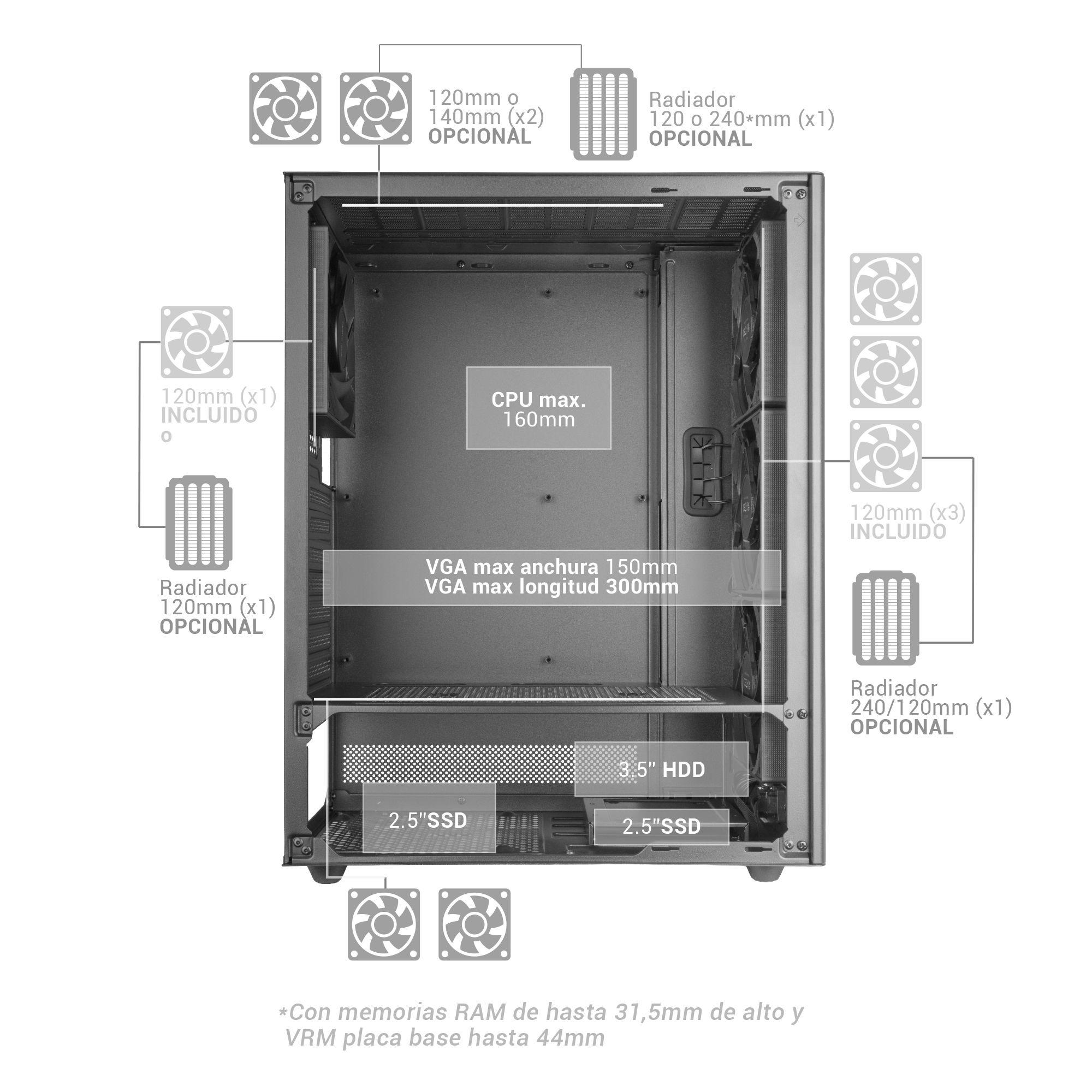 Caixa de Computador MARS GAMING MCT800W (ATX, Micro ATX, Mini-ITX - Midi Tower - Vidro temperado - Branco), miniatura 15