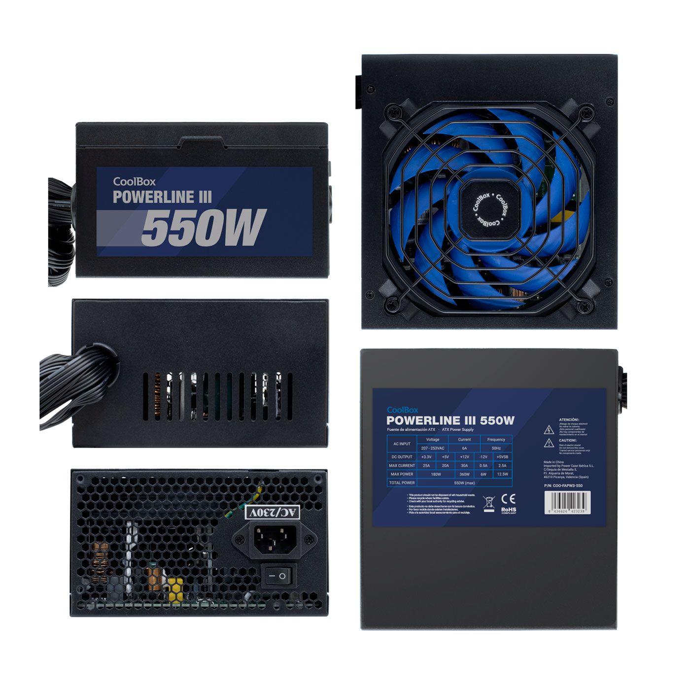Fonte de Alimentação COOLBOX PowerLine III (ATX 12V - 550 W - Preto), miniatura 3