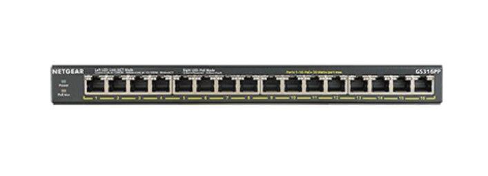 Switch Não Gerido NETGEAR GS316PP-100EUS (Gigabit Ethernet - 1 MB - 32 Gbit/s - Preto) — miniatura 2