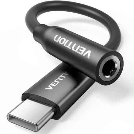 Adaptador de Áudio VENTION BIIBA (10 cm - USB-C macho - Jack de 3,5 mm fêmea - Preto)