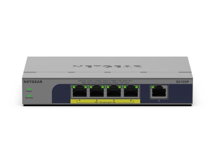 Switch NETGEAR GS105P-300EUS (Gigabit Ethernet - 0,128 MB - 10 Gbit/s - Cinzento) — miniatura 2
