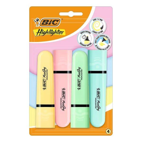 Sublinhadores Fluorescentes BIC Marking Flat (cores pastel sortidas)