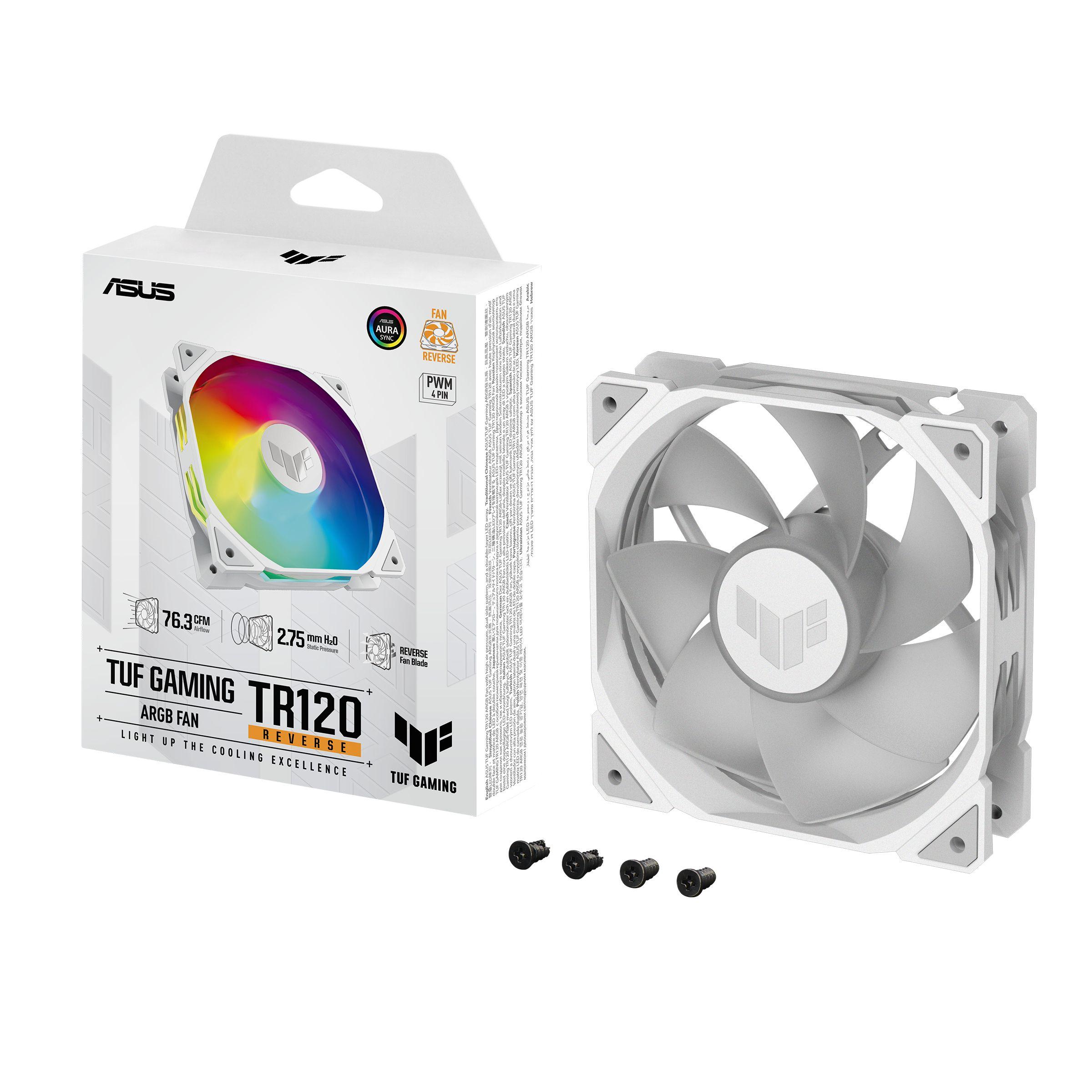 Ventoinha para Caixa de PC ASUS TUF Gaming TR120 ARGB Reverse (Branco) — miniatura 9