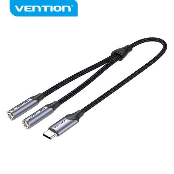 Adaptador de Áudio USB-C VENTION BGPHY (0,3 m - USB Type-C - 3,5 mm TRS - Preto)