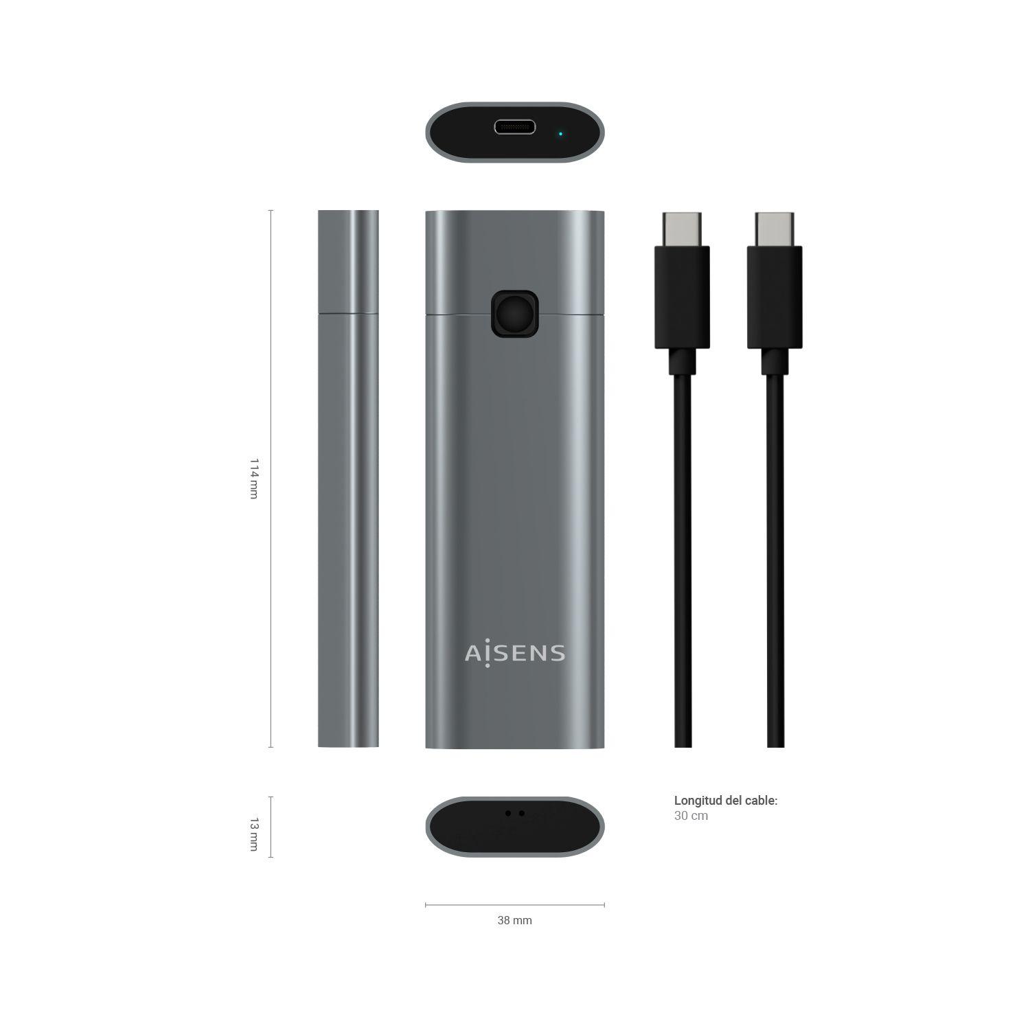 Caixa Externa AISENS ASM2-021GR (2 TB - M.2 - Cinzento) — miniatura 3