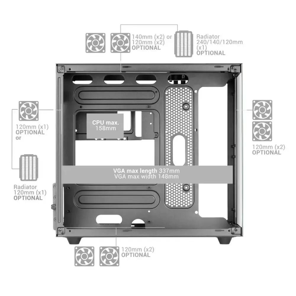 Caixa PC MARS GAMING MC-NOVAM (Micro-ATX, Mini-ITX - Mini Tower - micro-ATX, Mini-ATX - Preto) — miniatura 4