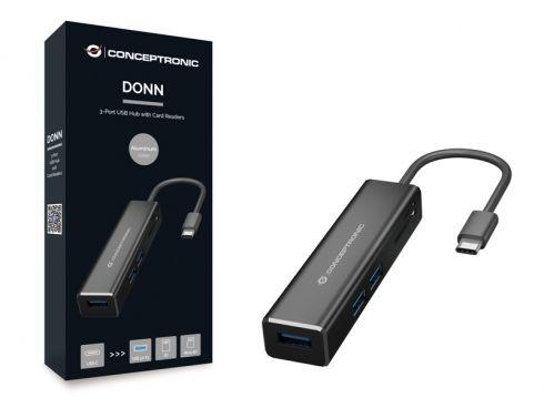 Hub USB-C CONCEPTRONIC DONN08B (20 cm - Preto) — miniatura 3