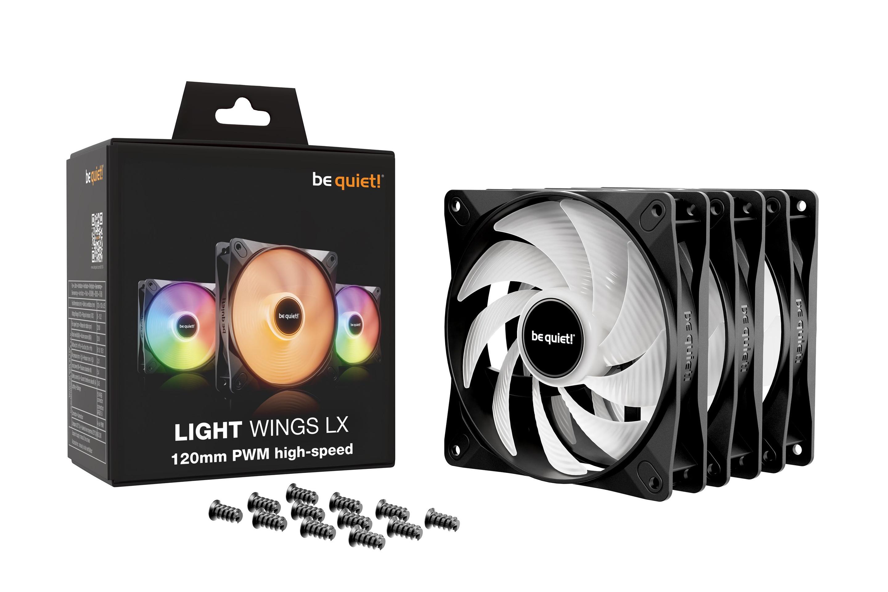 Conjunto de Ventoinhas para Caixa de PC BE QUIET! Light Wings LX 120mm PWM High Speed (Multi - 5,4 W - Preto) — miniatura 5
