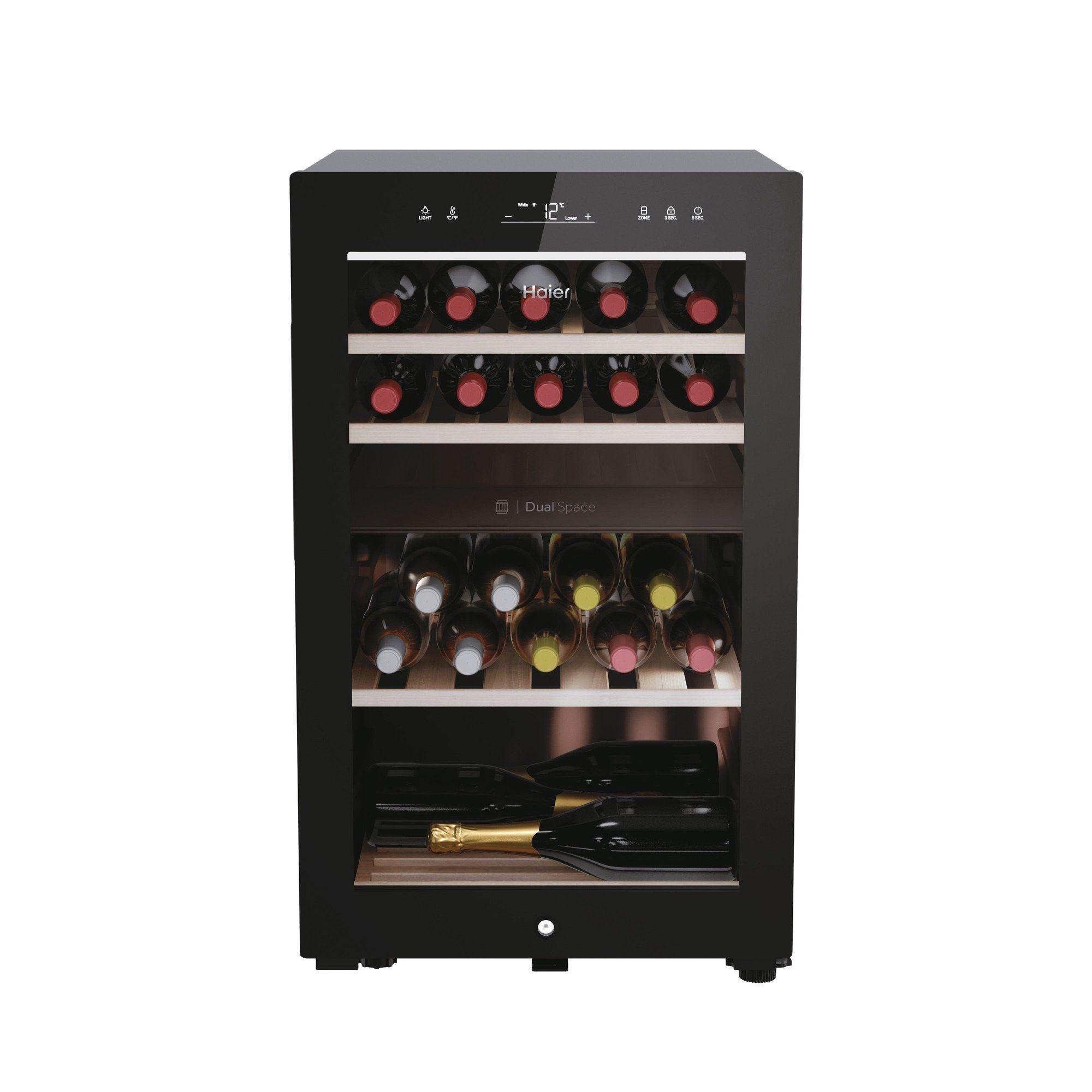 Cave de Vinho Independente HAIER HWS42GDAU1 (42 garrafas - 5 prateleiras - 106 L - Preto)