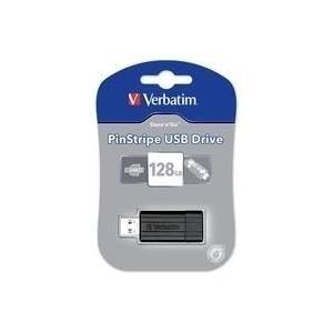 Pen USB VERBATIM PinStripe 128GB (USB-A - USB Type-A - Com tampa - Preto)