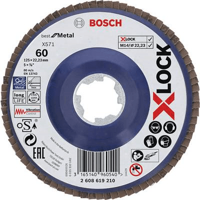 Disco de Lamelas BOSCH X571 2608619210 (X-LOCK - Ø 125 mm - Grão 60)