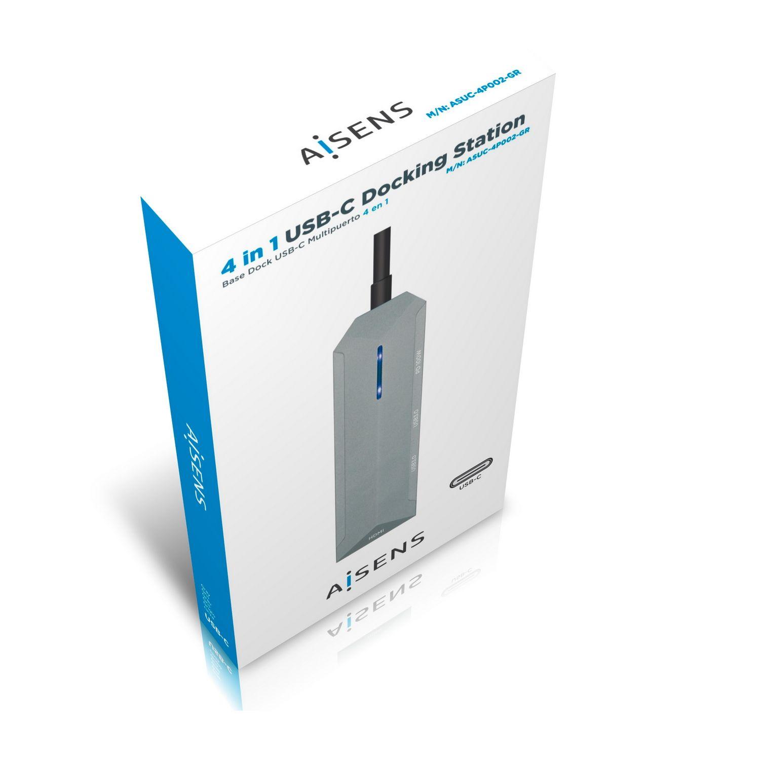 Hub USB-C AISENS ASUC-4P002-GR (0,15 m - Cinzento), miniatura 6