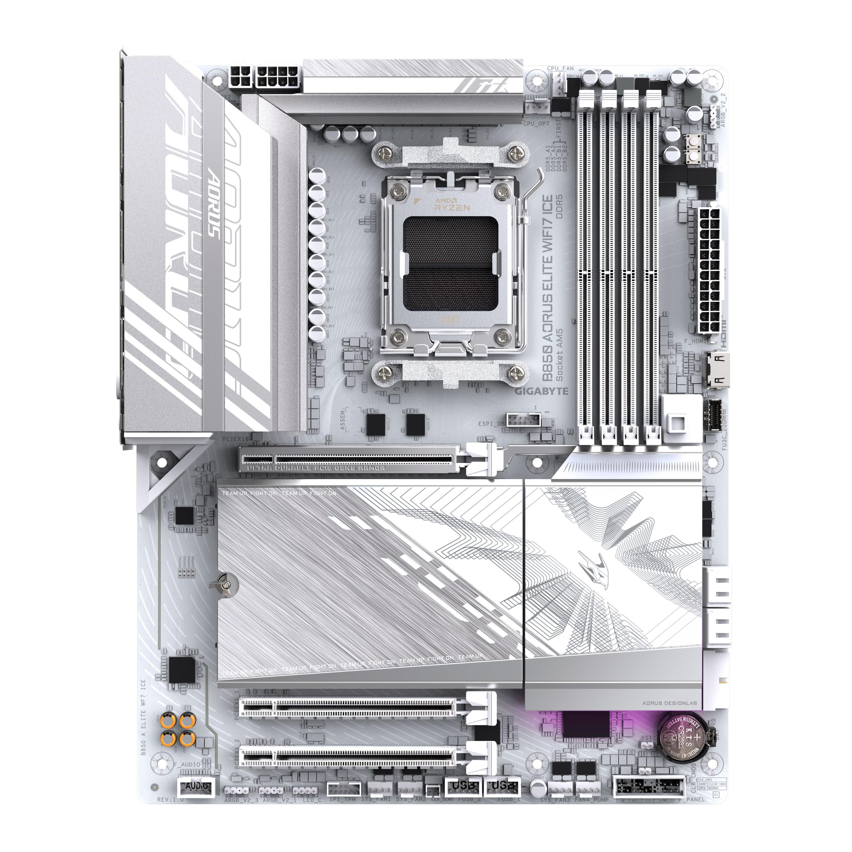 Motherboard GIGABYTE B850 AORUS ELITE WIFI7 ICE (AM5 - ATX - Duplo canal - Branco) — miniatura 2