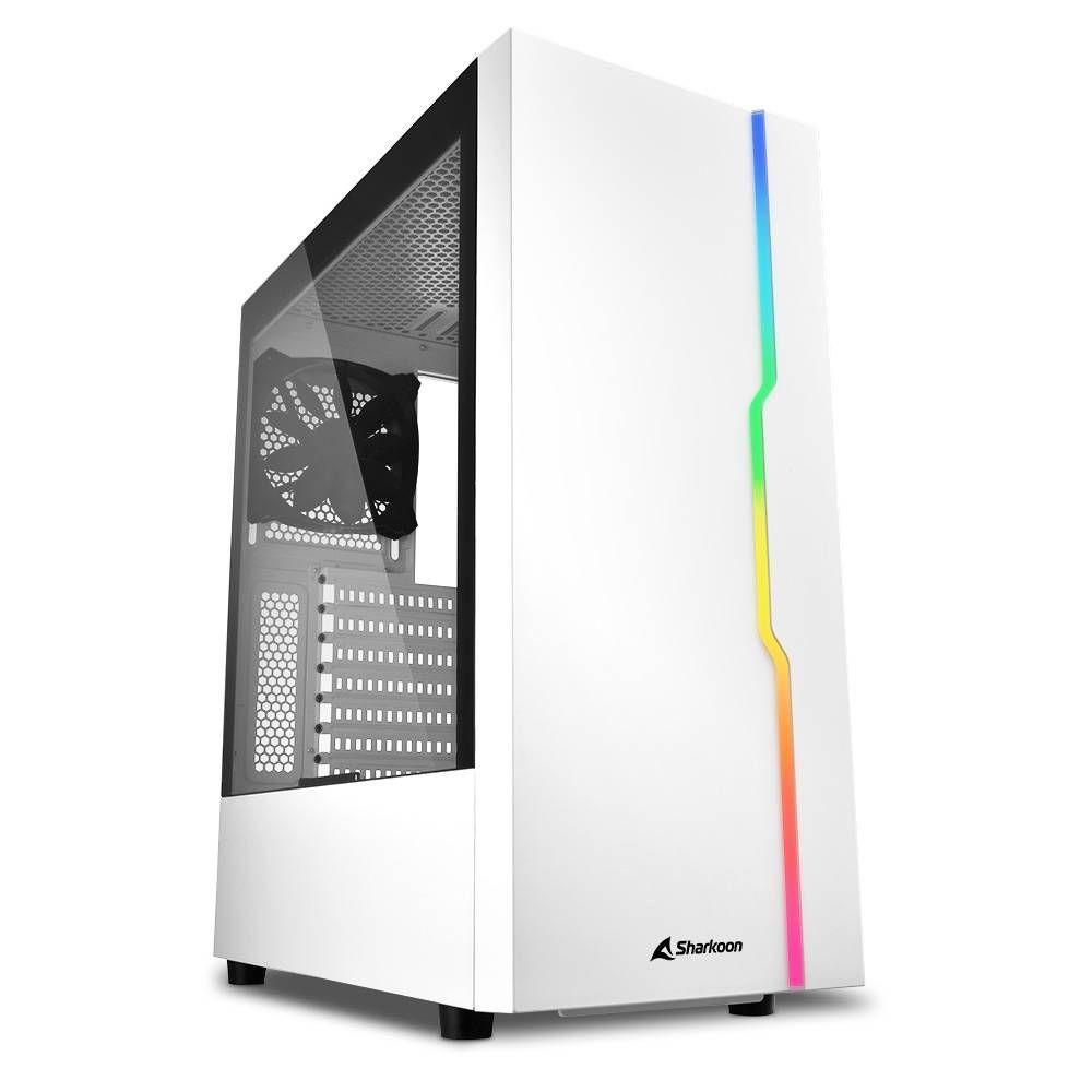 Caixa de Computador SHARKOON RGB Slider (ATX, Micro ATX, Mini-ITX - Midi Tower - RGB multicolorida - Branco), miniatura 2