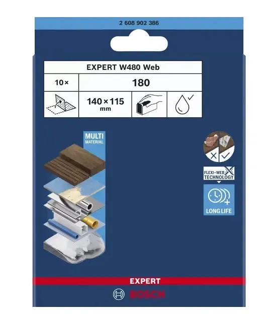 Folha Abrasiva Manual BOSCH EXPERT W480 Web (115 x 140 mm), miniatura 2