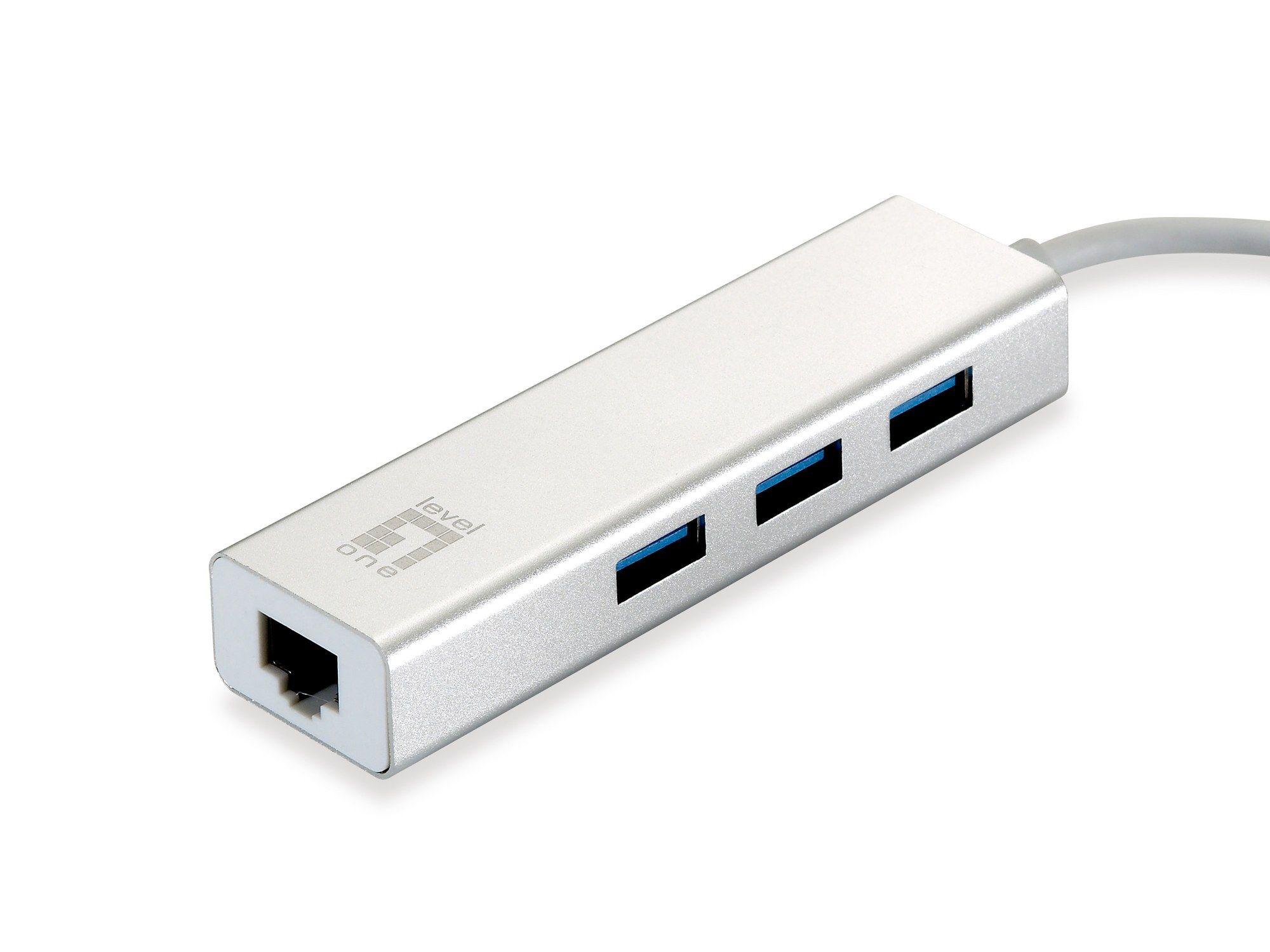 Adaptador de Rede USB LEVEL ONE USB-0503 (Gigabit Ethernet - 3 portas USB 3.0 - Prateado e Branco) — miniatura 2