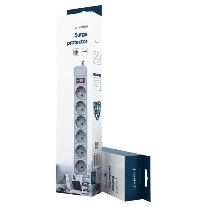 Régua de Tomadas com Proteção contra Sobretensões GEMBIRD SPG6-B-10C (6 x Schuko), miniatura 4