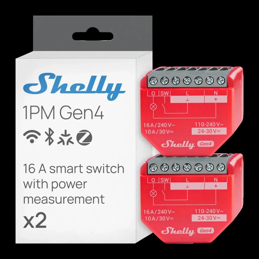 Relé Inteligente SHELLY 1PM Gen4 Pack de 2 (Wi-Fi 6 - Zigbee - Matter - Bluetooth)