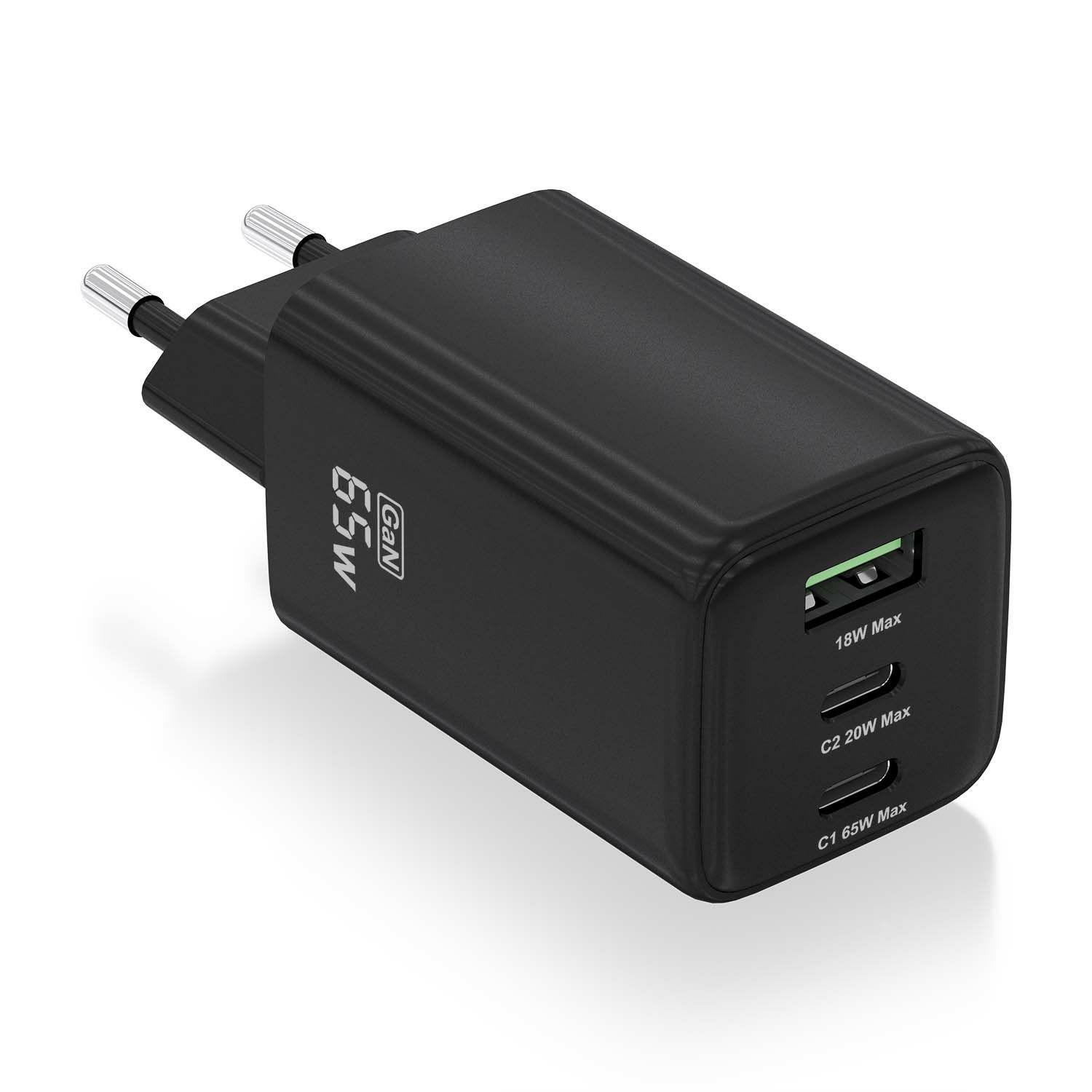 Carregador de Parede AISENS ASCH-65W3P042-BK (65 W - Preto)