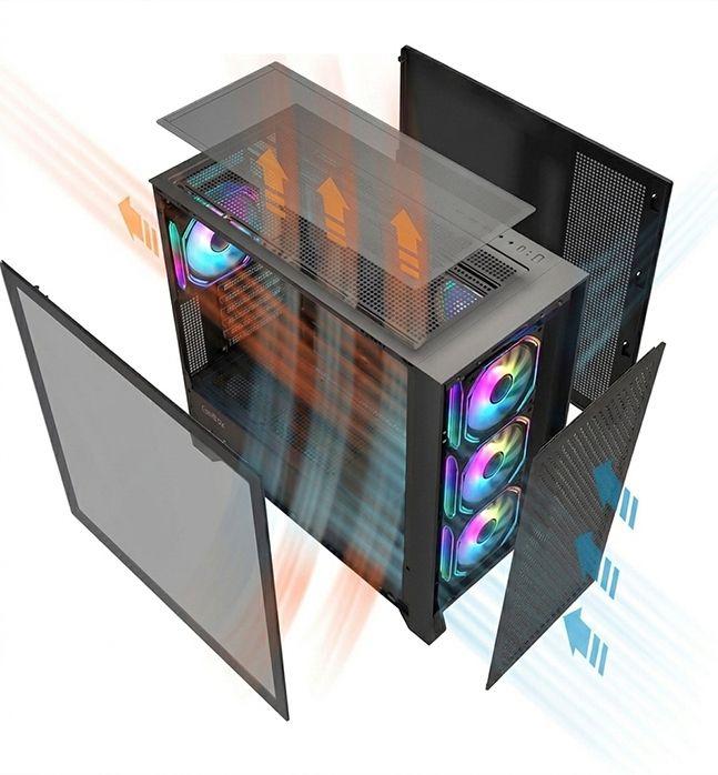 Caixa de PC COOLBOX GE2000 DualView (ATX, Micro ATX, Mini-ITX - Torre - SGCC, vidro temperado - Preto) — miniatura 7