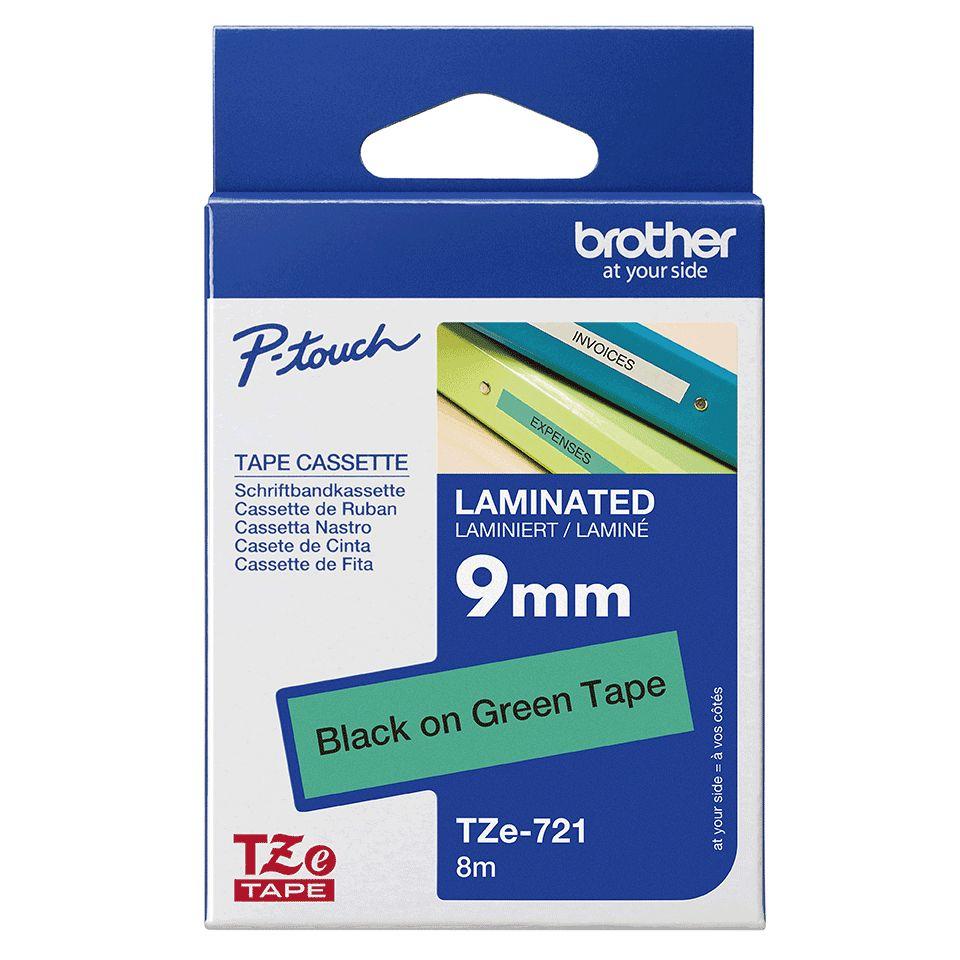 Fita Laminada BROTHER TZe-721 (Preto sobre Verde), miniatura 3