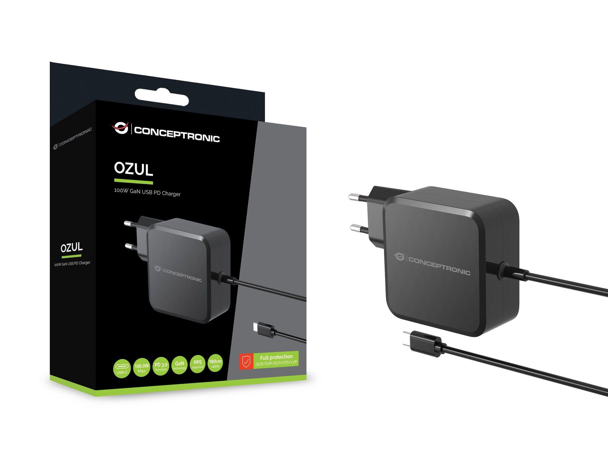 Carregador USB-C para Portátil CONCEPTRONIC OZUL05BE (100 W - Preto), miniatura 3