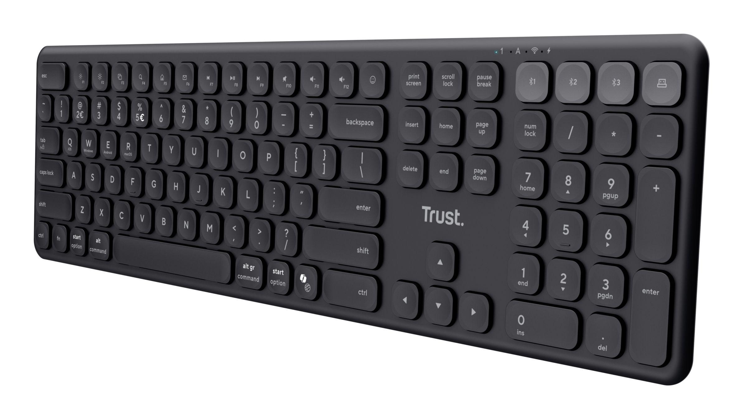Teclado TRUST Vaiya Compact (Espanhol - Teclas tesoura - Tamanho completo - Preto)