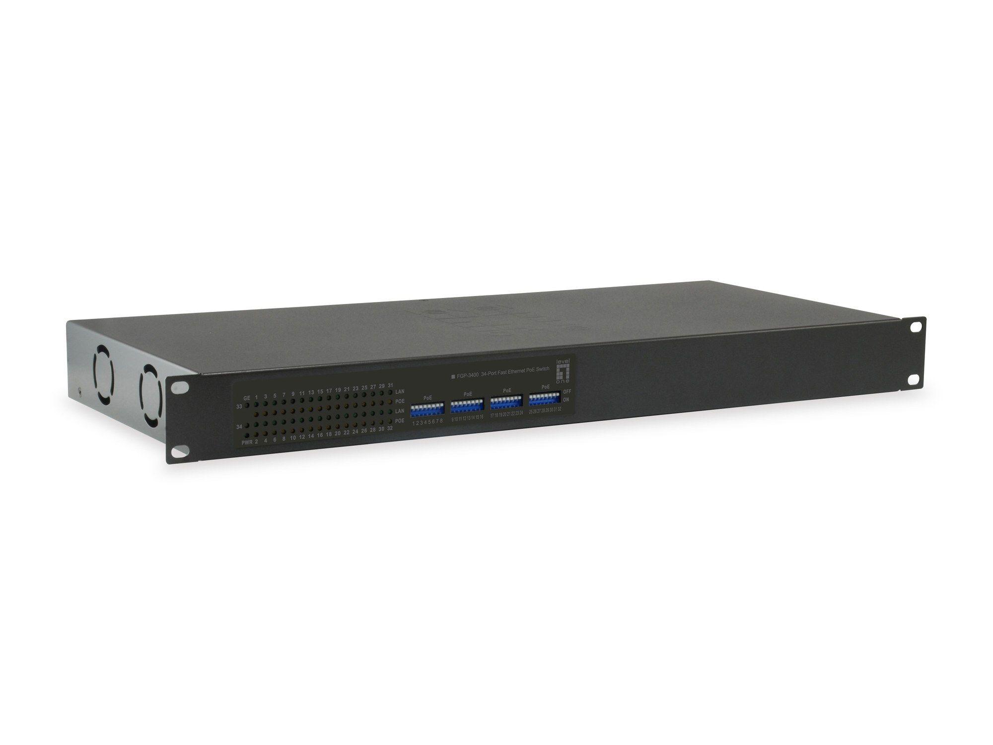 Switch de Rede LEVEL ONE FGP-3400W630 (Fast Ethernet - 10/100 Mbps - 8 MB - Preto)
