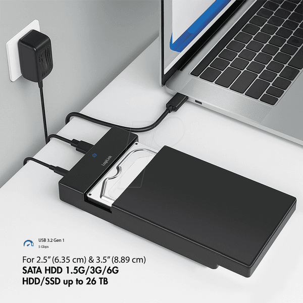 Caixa Externa SATA LOGILINK UA0460 (16 TB - 2,5/3,5 polegadas - USB-C 3.2 Gen 1 - Preto) — miniatura 5