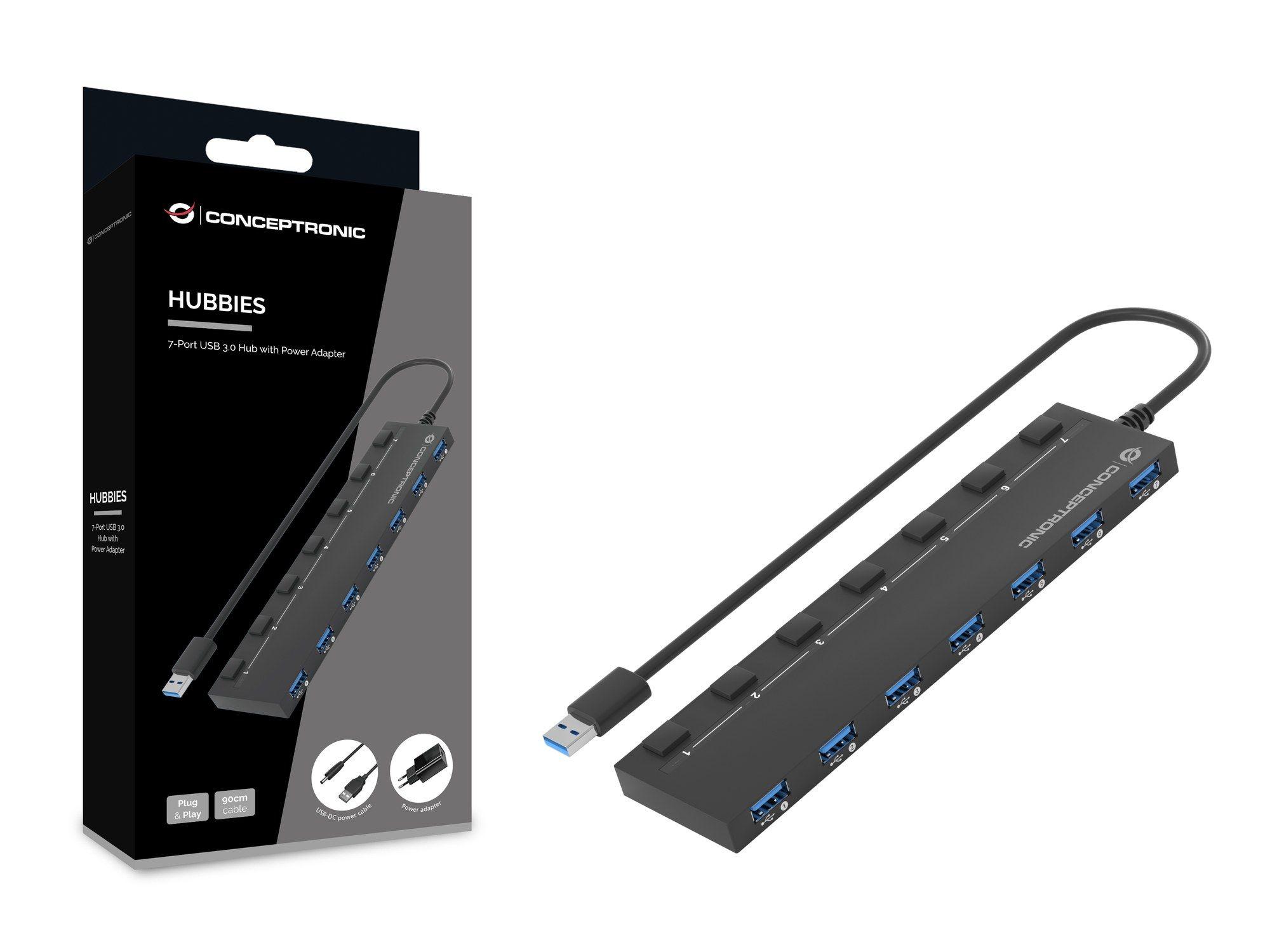 Hub USB CONCEPTRONIC HUBBIES19BP (Preto) — miniatura 2