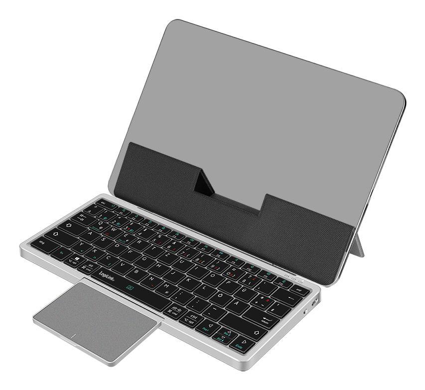 Teclado LOGILINK ID0214 (Alemão - Direito - Bluetooth - Cinzento) — miniatura 3