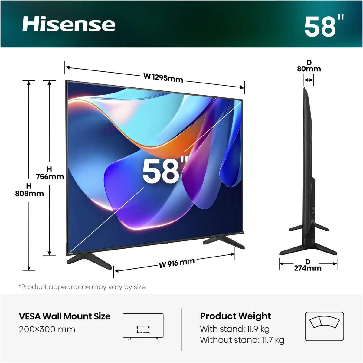 Televisão HISENSE TV 58A6S (58" - DLED - 4K Ultra HD - Preto), miniatura 2